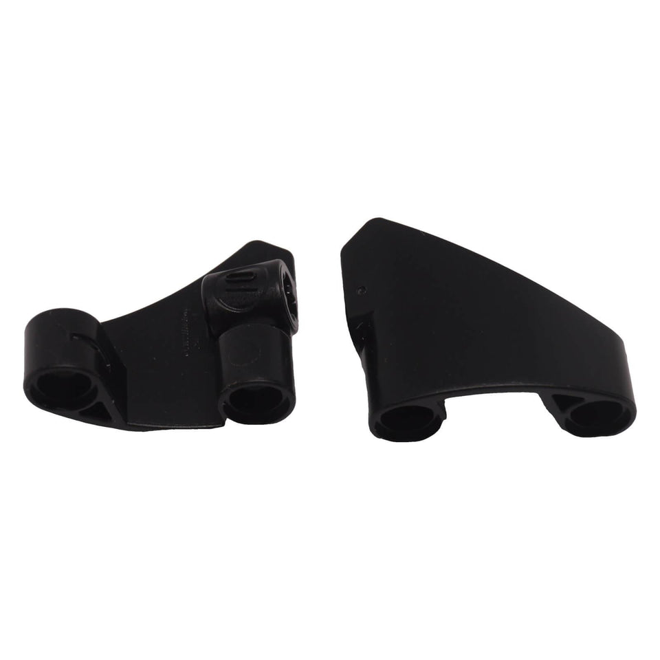 Black LEGO Technic Curved Panel #10 3 x 3 Tapered Right 2403 shown from two angles