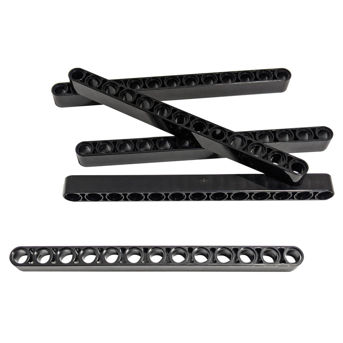 LEGO® Technic Liftarm 1x13 thick in black, displayed in a stacked group
