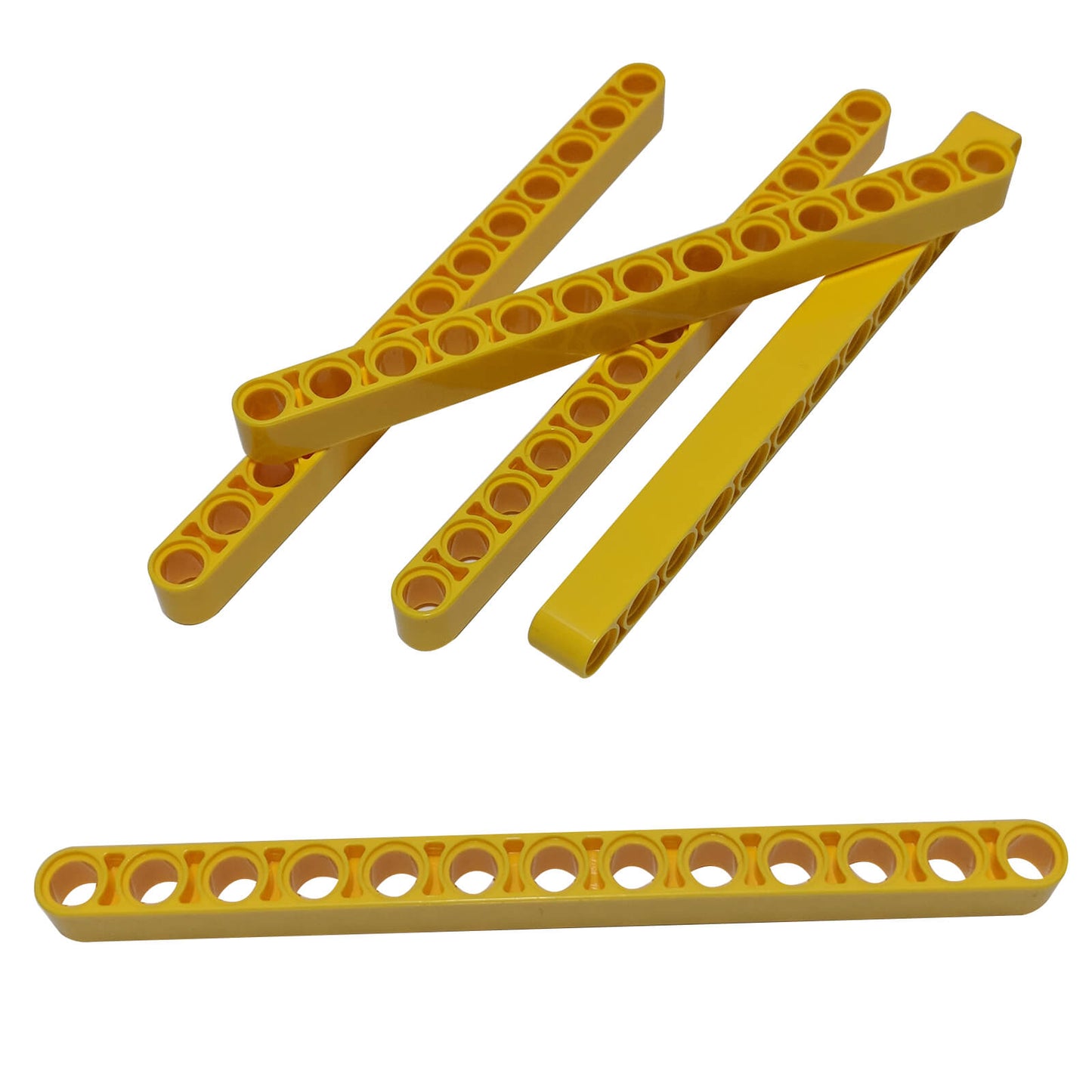 LEGO® Technic Liftarm 1x13 thick in bright yellow, displayed in a group on white background