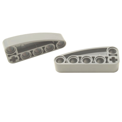 LEGO® Technic modified liftarm L-shape quarter ellipse thick 2 x 5, curved structural element for frames and mechanical builds, light bluish gray color
