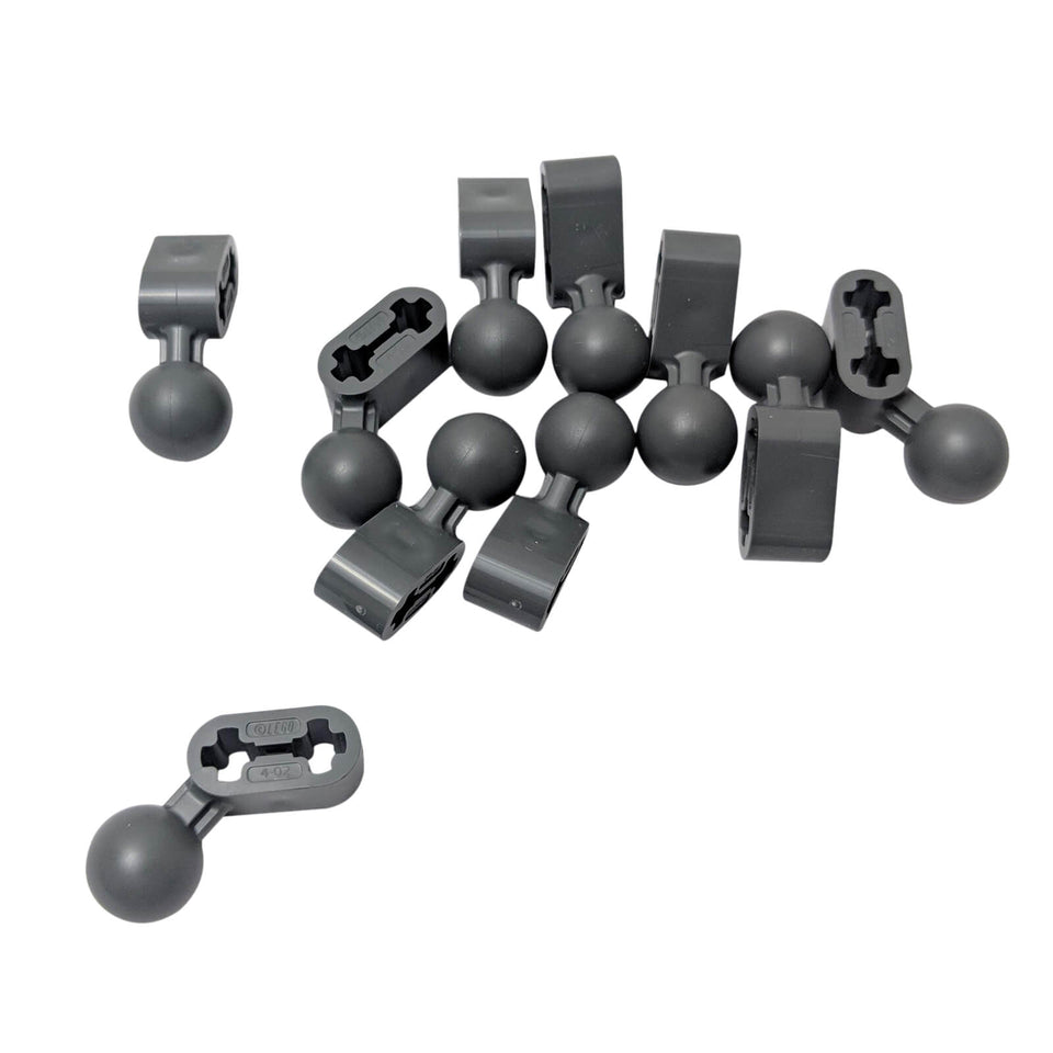 LEGO Technic Modified Liftarm Ball Joint Angled 1 x 2 50923 in Dark Bluish Gray, showing 10 pieces