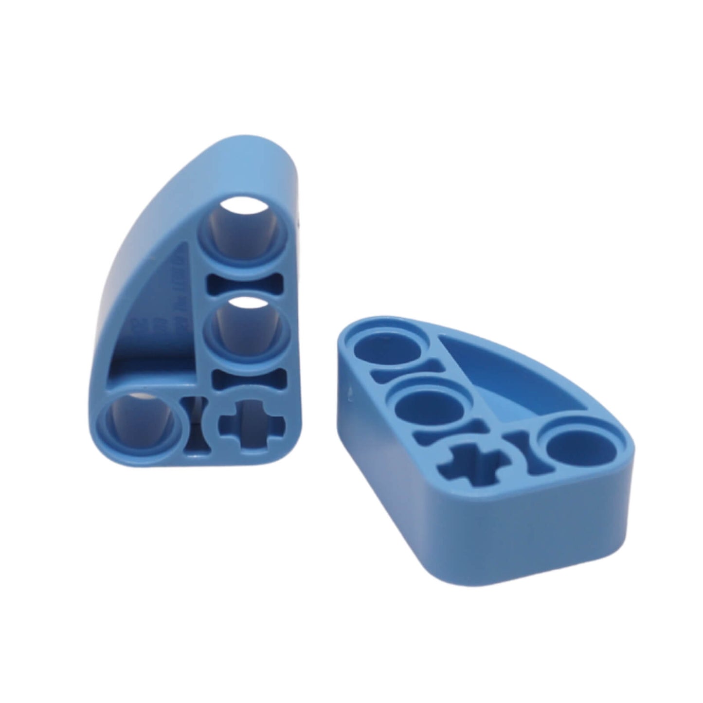 LEGO® Technic Liftarm Modified L-Shape Quarter Ellipse Thick 2 x 3 in medium blue, used for curved Technic frames and structural shaping
