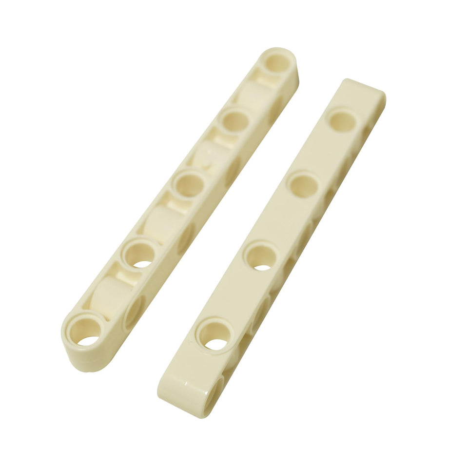 LEGO® Technic Liftarm 1x9 with Perpendicular Holes (6612) in white, highlighting its unique connection points.