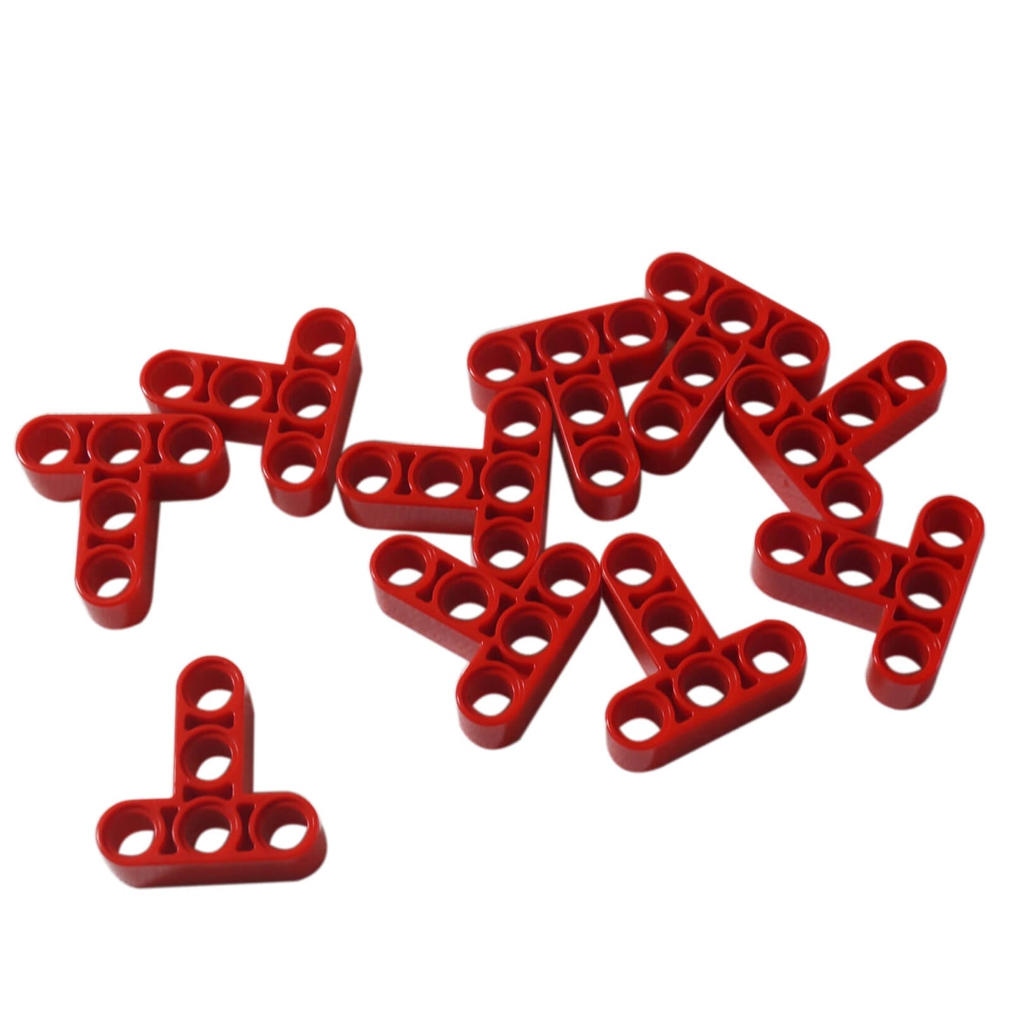 LEGO® Technic Liftarm 3x3 en forma de T (60484) en rojo, conjunto de vigas de conexión Technic con tres agujeros para clavijas en cada brazo.