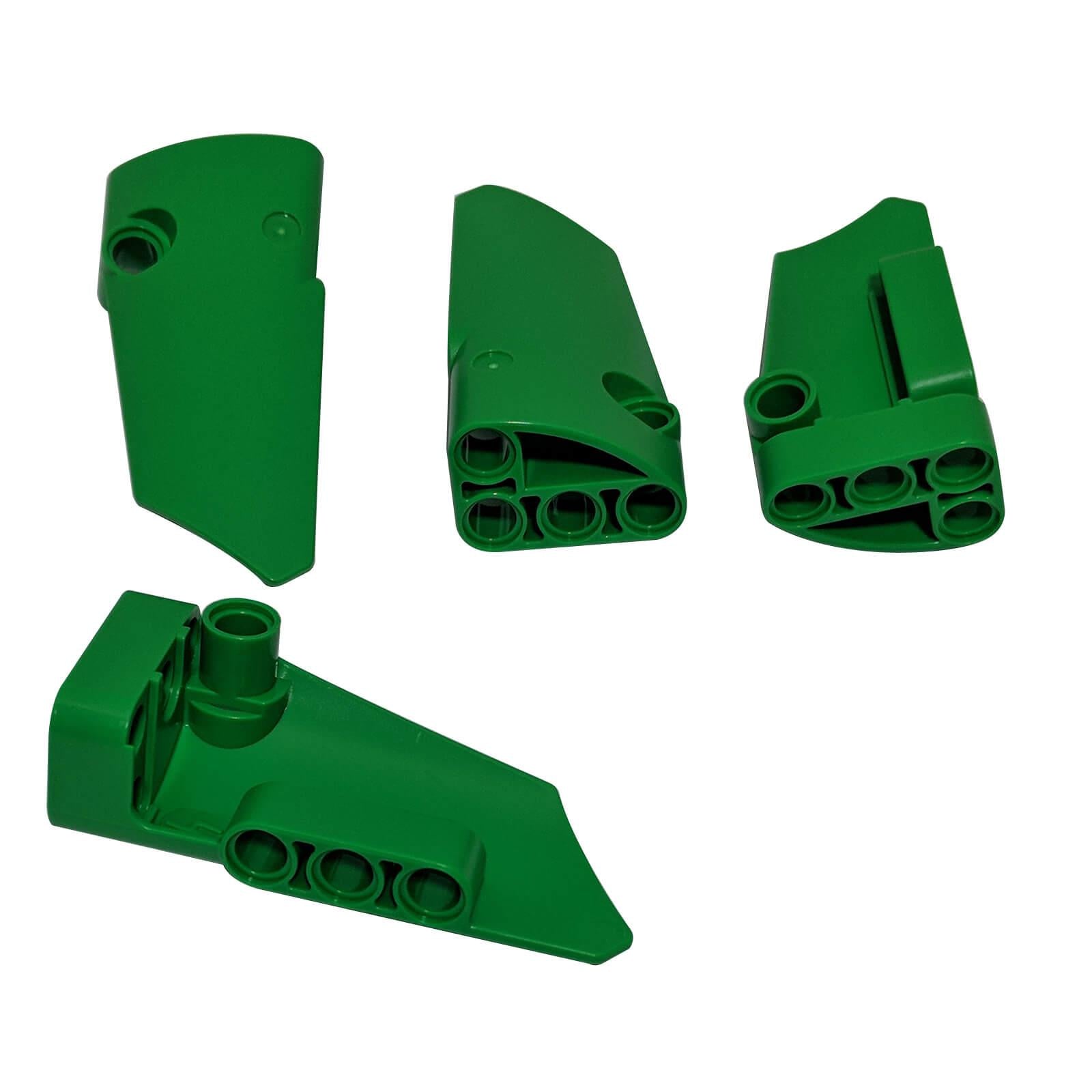 LEGO® Technic Panel Fairing #4 Small Smooth Long Side B (Part 64391) v zelené barvě, používá se pro aerodynamickou karoserii a hladké Technic povrchy

