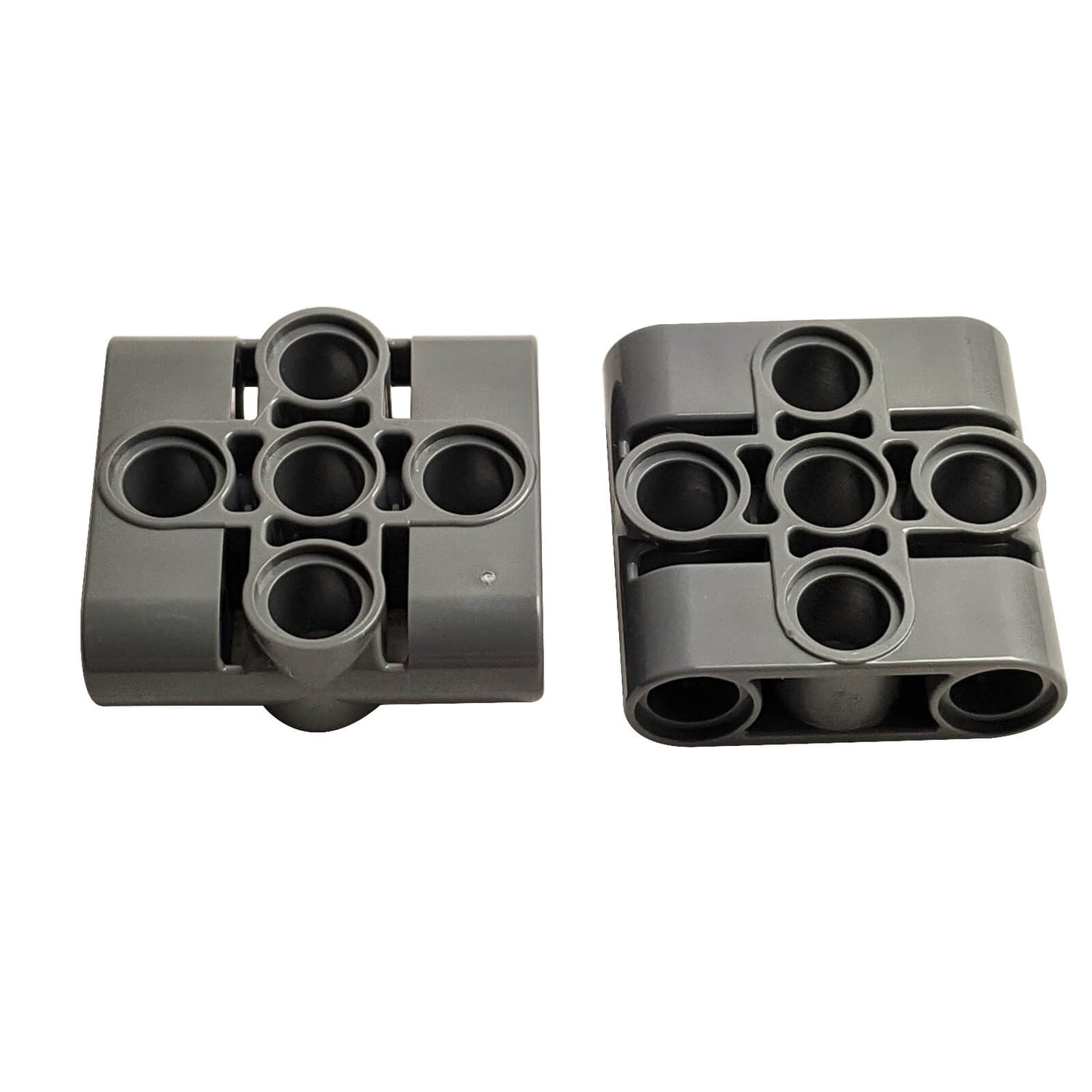 LEGO® Technic Pin Connector Block 3 x 3 with 4 Pins (39793) in dark bluish gray, shown side by side on white background