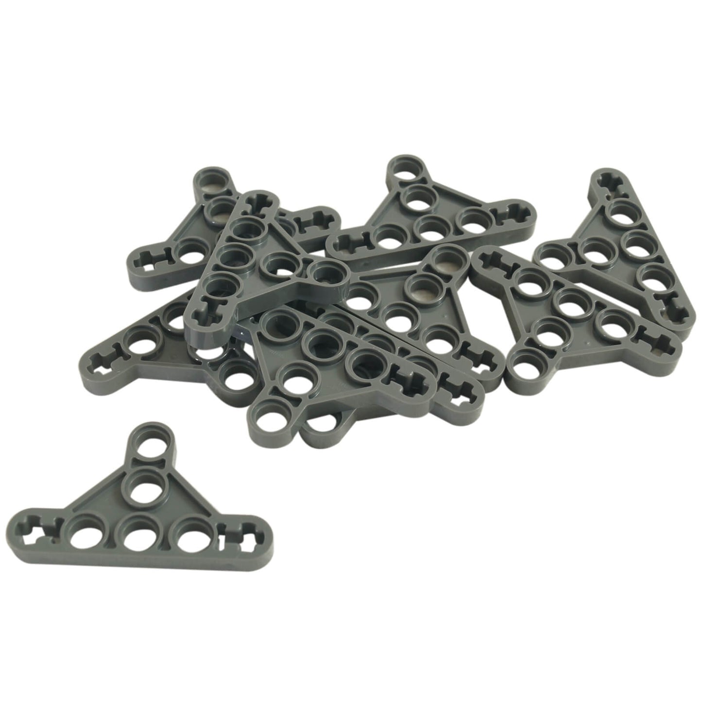 LEGO® Technic Modified Triangle Thin 3x5 Liftarm 99773 in dark bluish gray, arranged in a pile