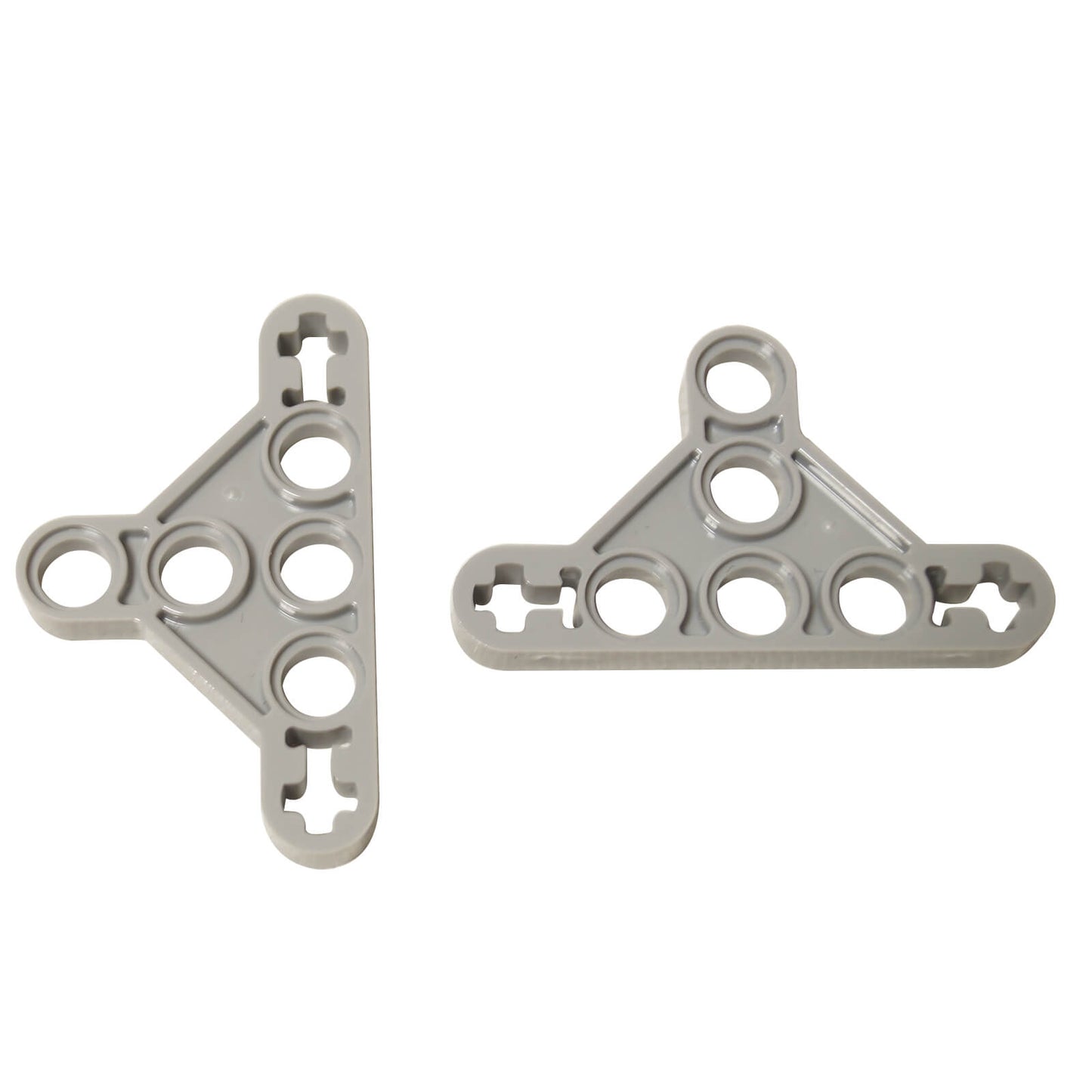 LEGO® Technic Modified Triangle Thin 3x5 Liftarm 99773 in light bluish gray, shown in pair front and back view