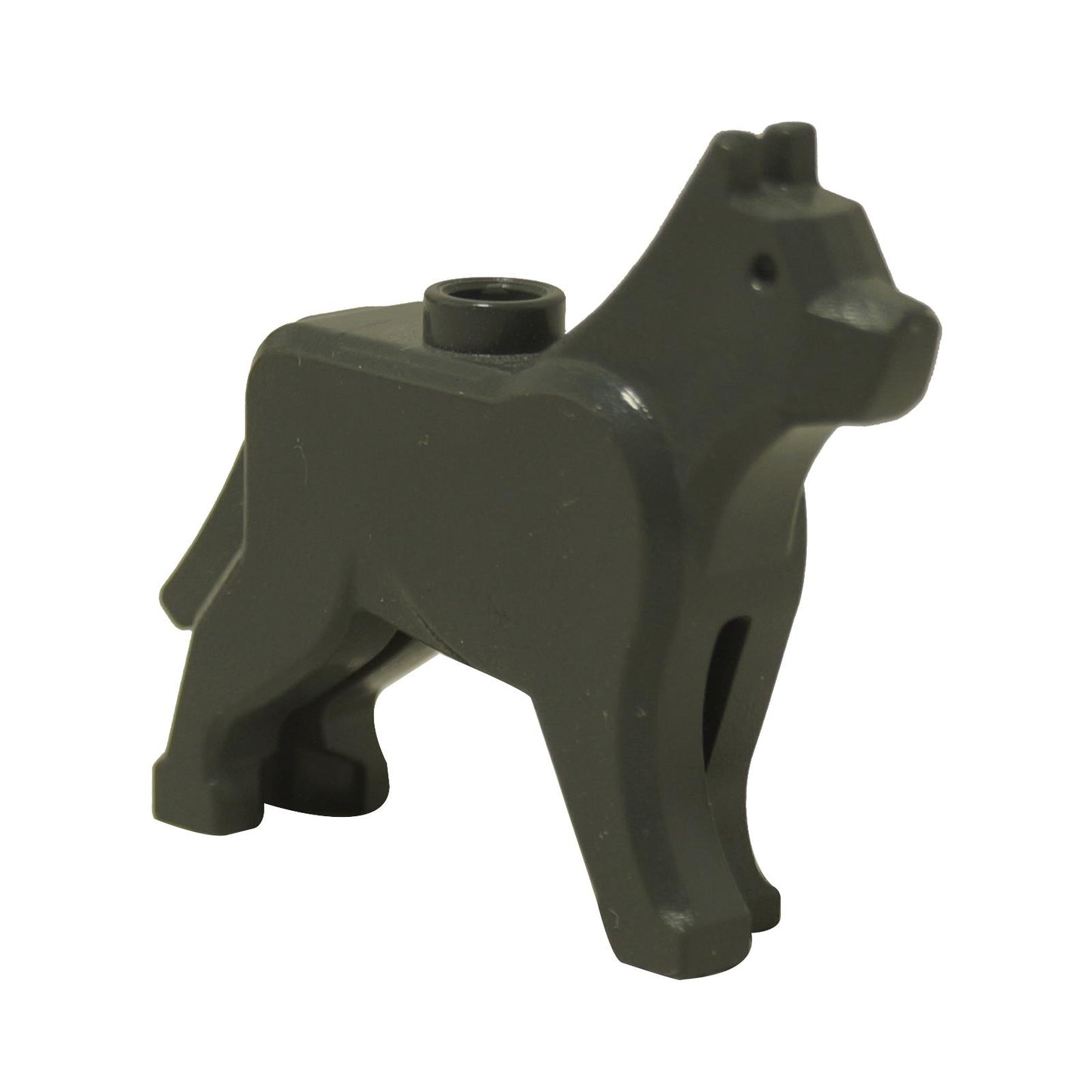 LEGO® wolf figure (The Grim from Harry Potter) in dark bluish gray with printed yellow eyes and a snarling expression.
