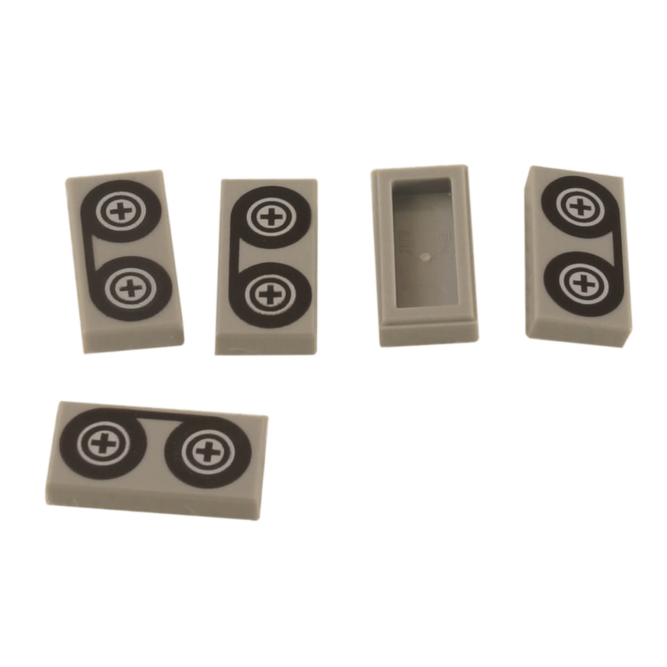LEGO Tile 1 x 2 with Groove Tape Reels Pattern 3069bp02
