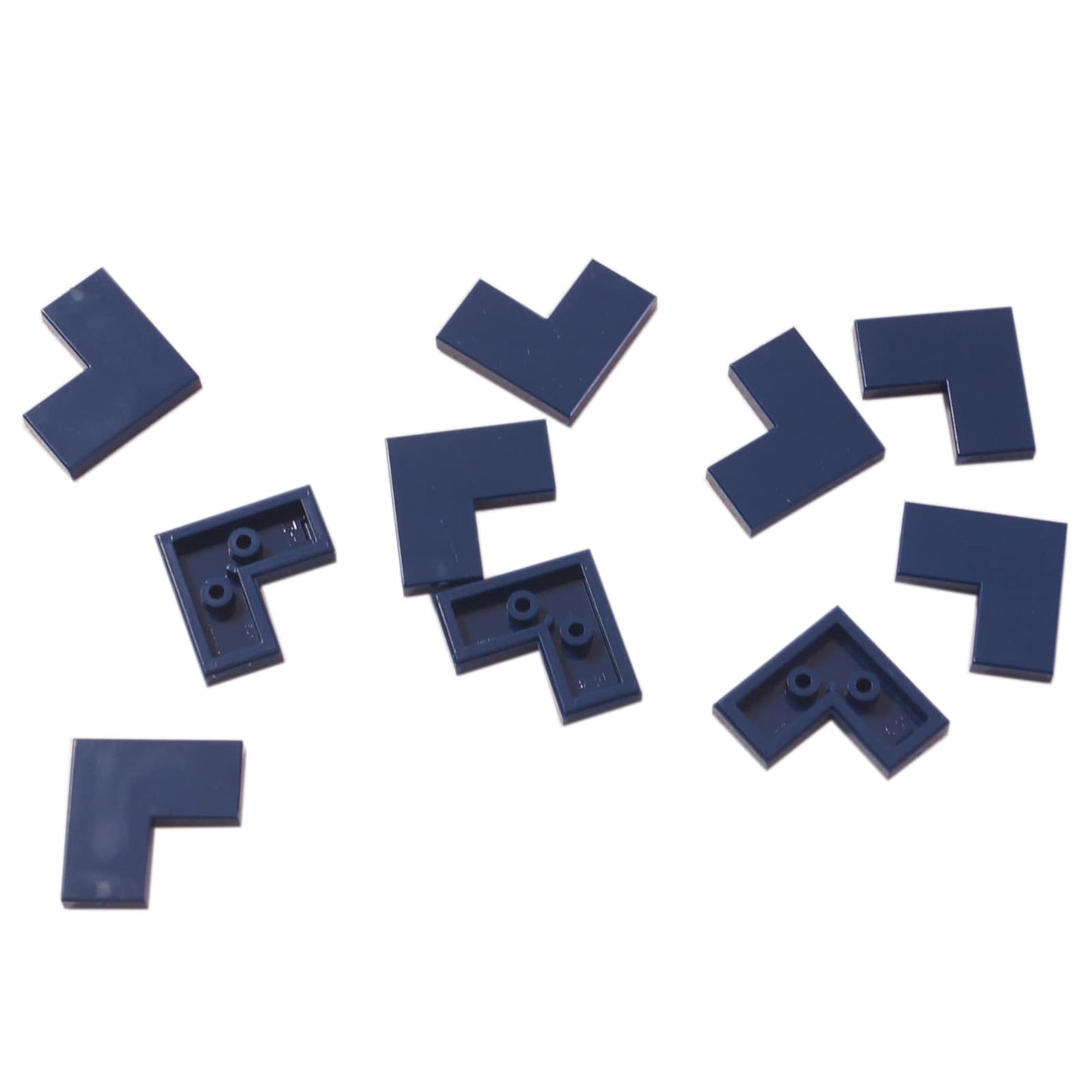 LEGO® tile 2 x 2 corner piece with smooth surface, used for angled floors and clean edges, dark blue color

