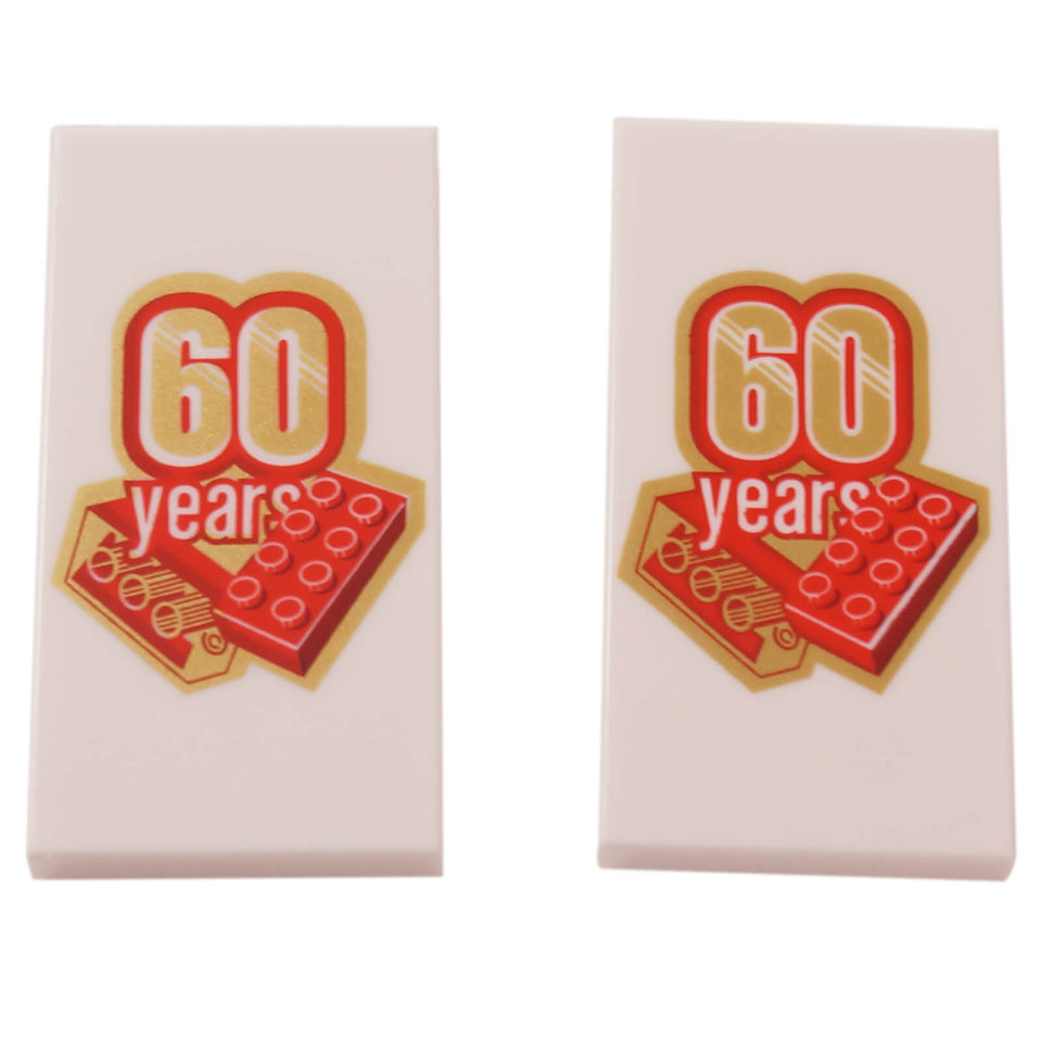 LEGO Tile 2 x 4 with 60 Years Pattern 87079pb465