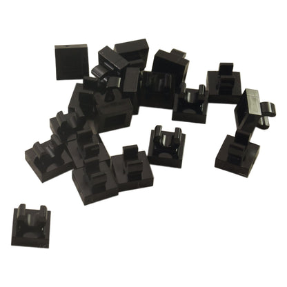 LEGO® Tile Modified 1 x 1 with open O clip (15712) in black, a small connector tile with a circular side clip.
