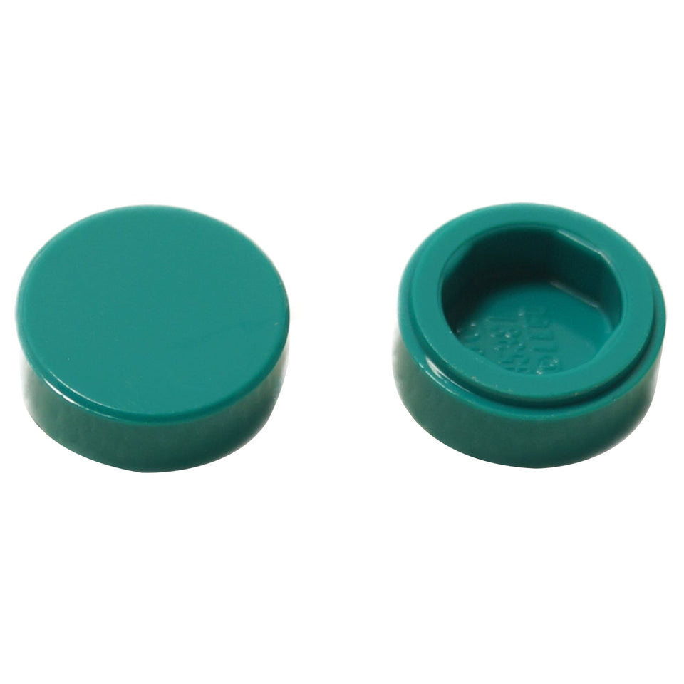 LEGO® loseta redonda 1 x 1 con superficie lisa sin studs, utilizada para detalles limpios y acabados decorativos, color turquesa oscuro
