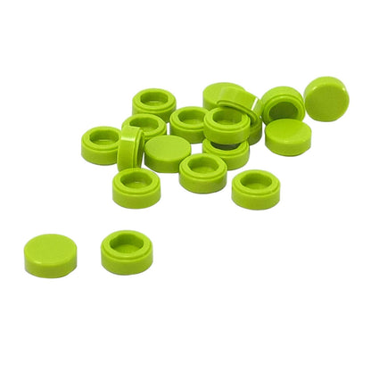 LEGO® round tile 1 x 1 with smooth studless surface, used for clean detailing and decorative finishes, lime color

