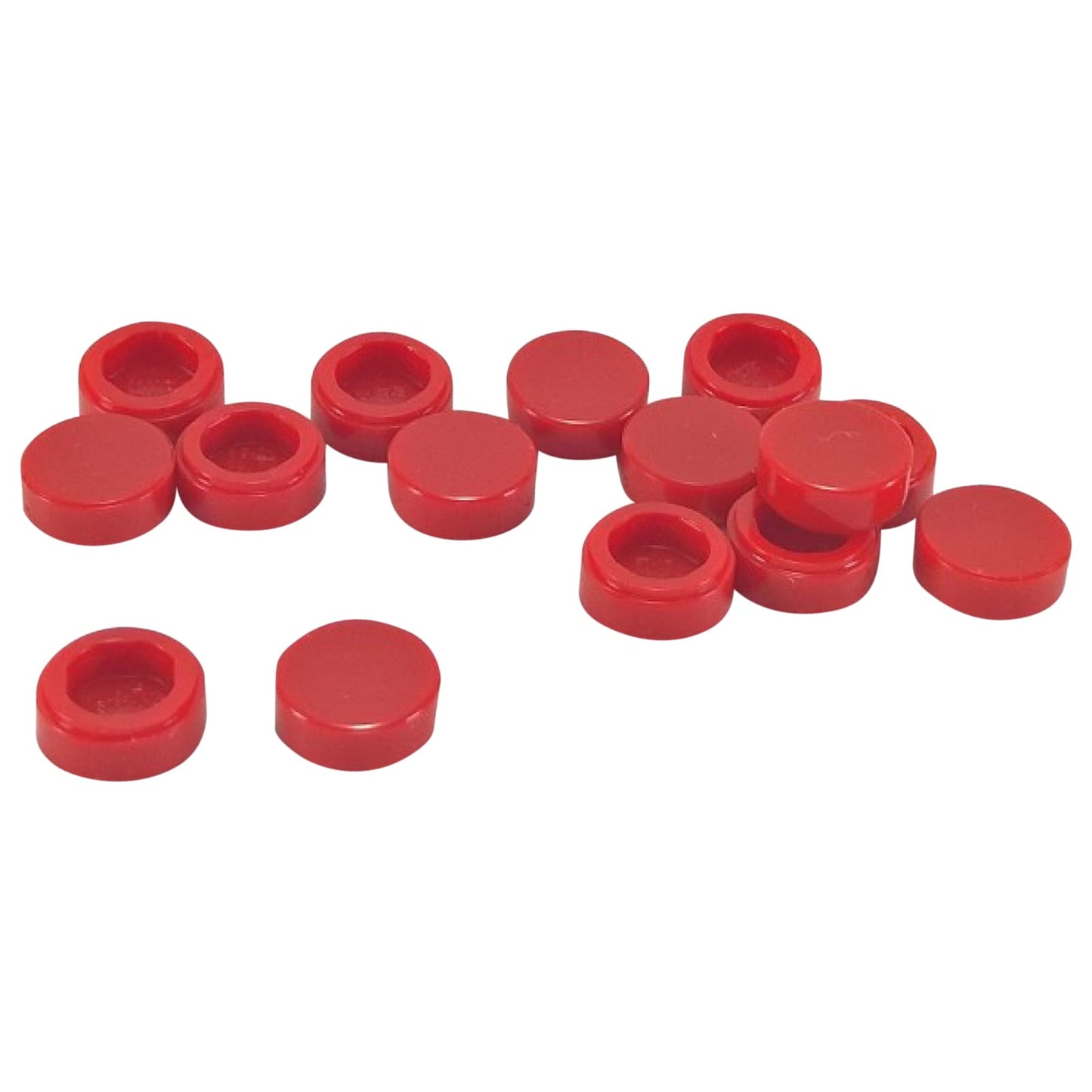 LEGO® round tile 1 x 1 with smooth studless surface, used for clean detailing and decorative finishes, red color
