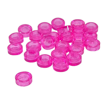 LEGO® round tile 1 x 1 with smooth studless surface, used for clean detailing and decorative finishes, trans-dark pink color
