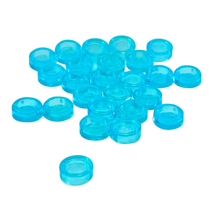 LEGO® round tile 1 x 1 with smooth studless surface, used for clean detailing and decorative finishes, trans-light blue color
