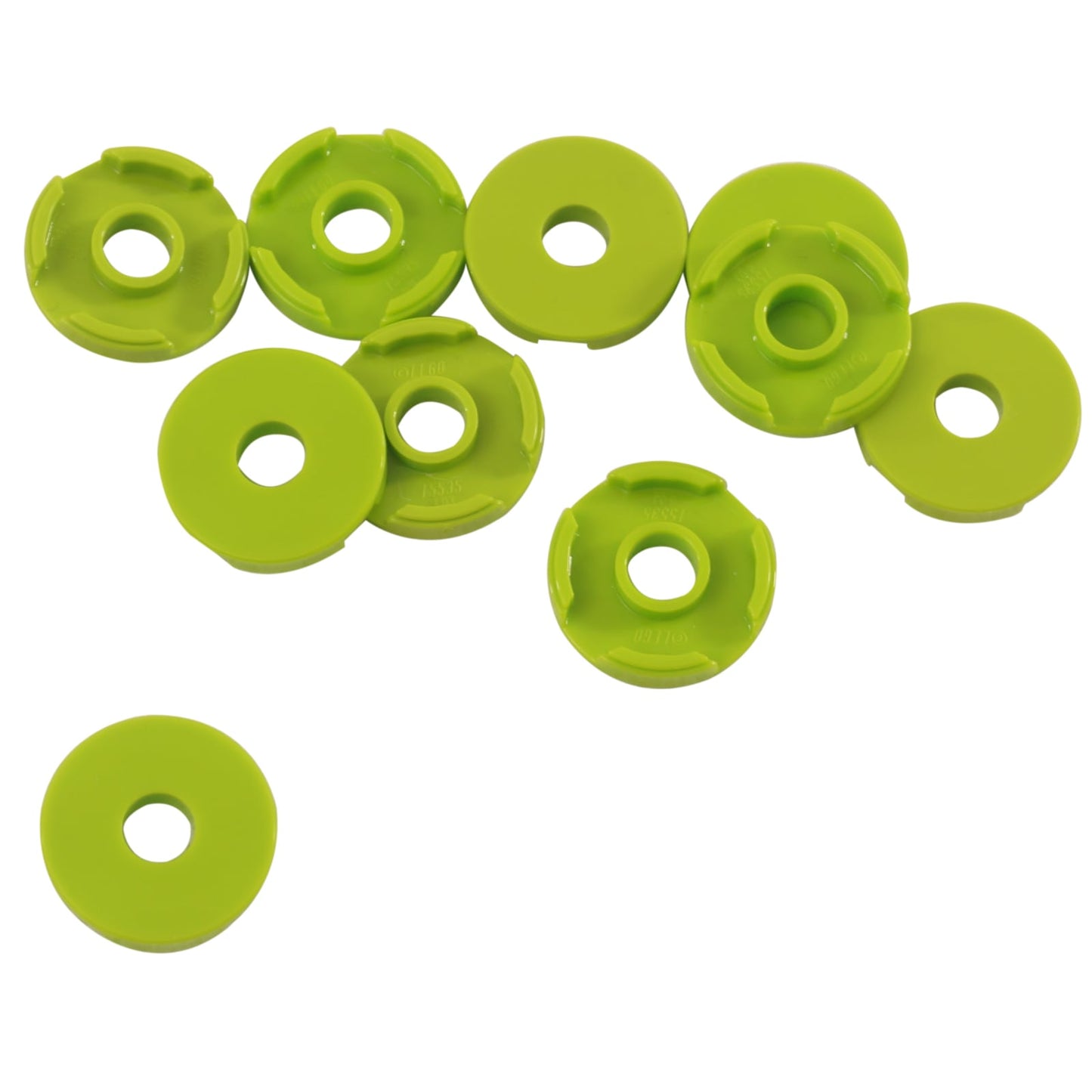 LEGO® round tile 2 x 2 with center hole, smooth finished surface for axles, bars, or decorative detailing, lime color
