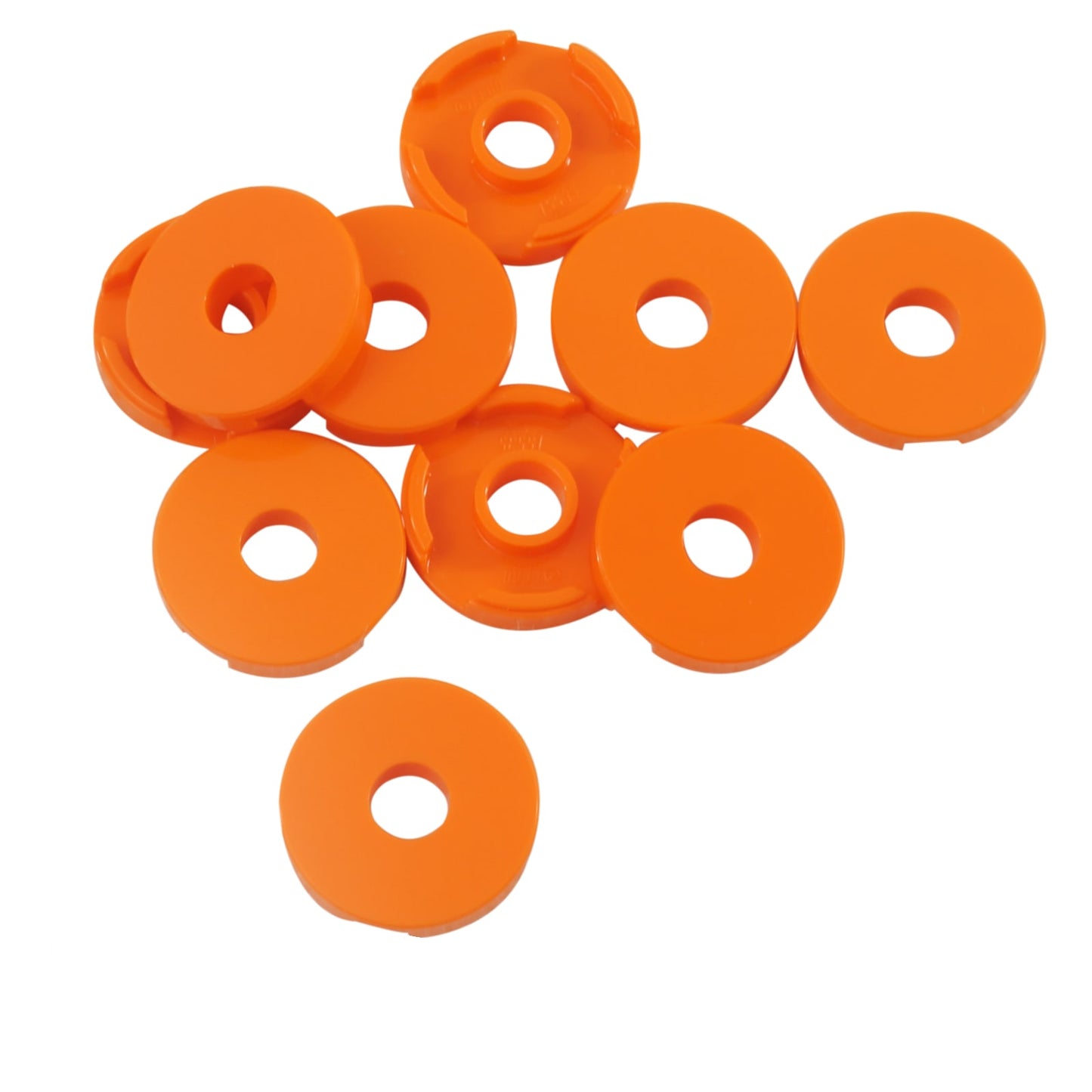 LEGO® round tile 2 x 2 with center hole, smooth finished surface for axles, bars, or decorative detailing, orange color
