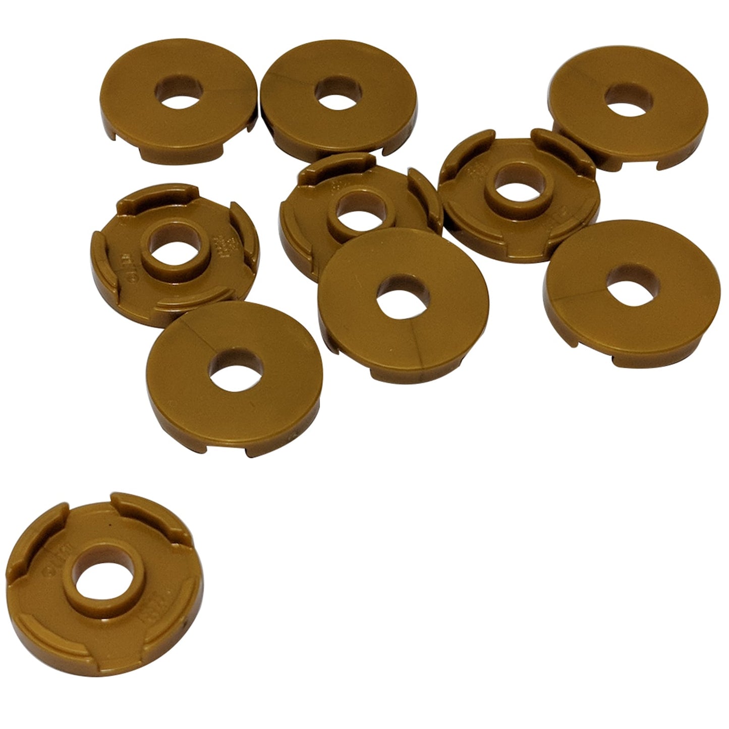 LEGO® round tile 2 x 2 with center hole, smooth finished surface for axles, bars, or decorative detailing, pearl gold color
