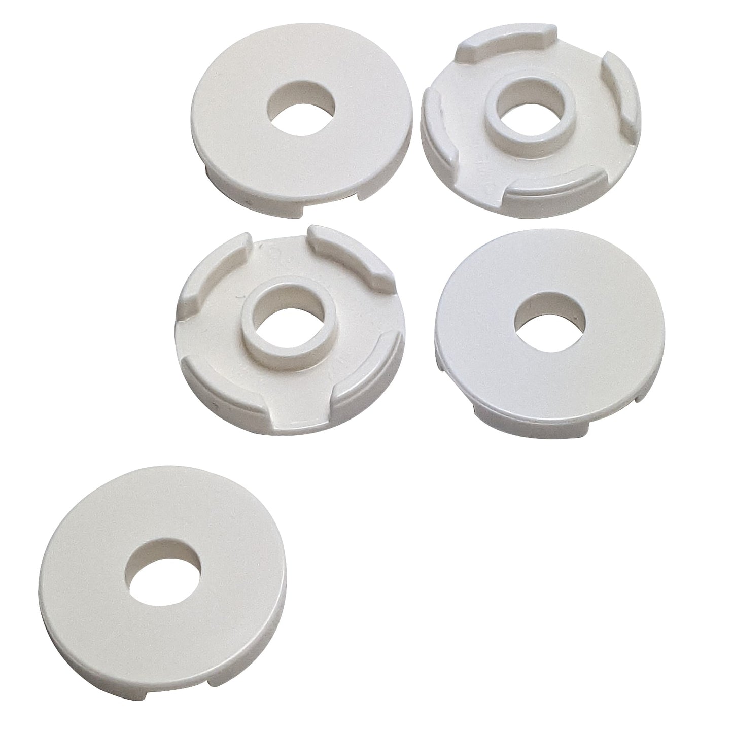 LEGO® round tile 2 x 2 with center hole, smooth finished surface for axles, bars, or decorative detailing, white color
