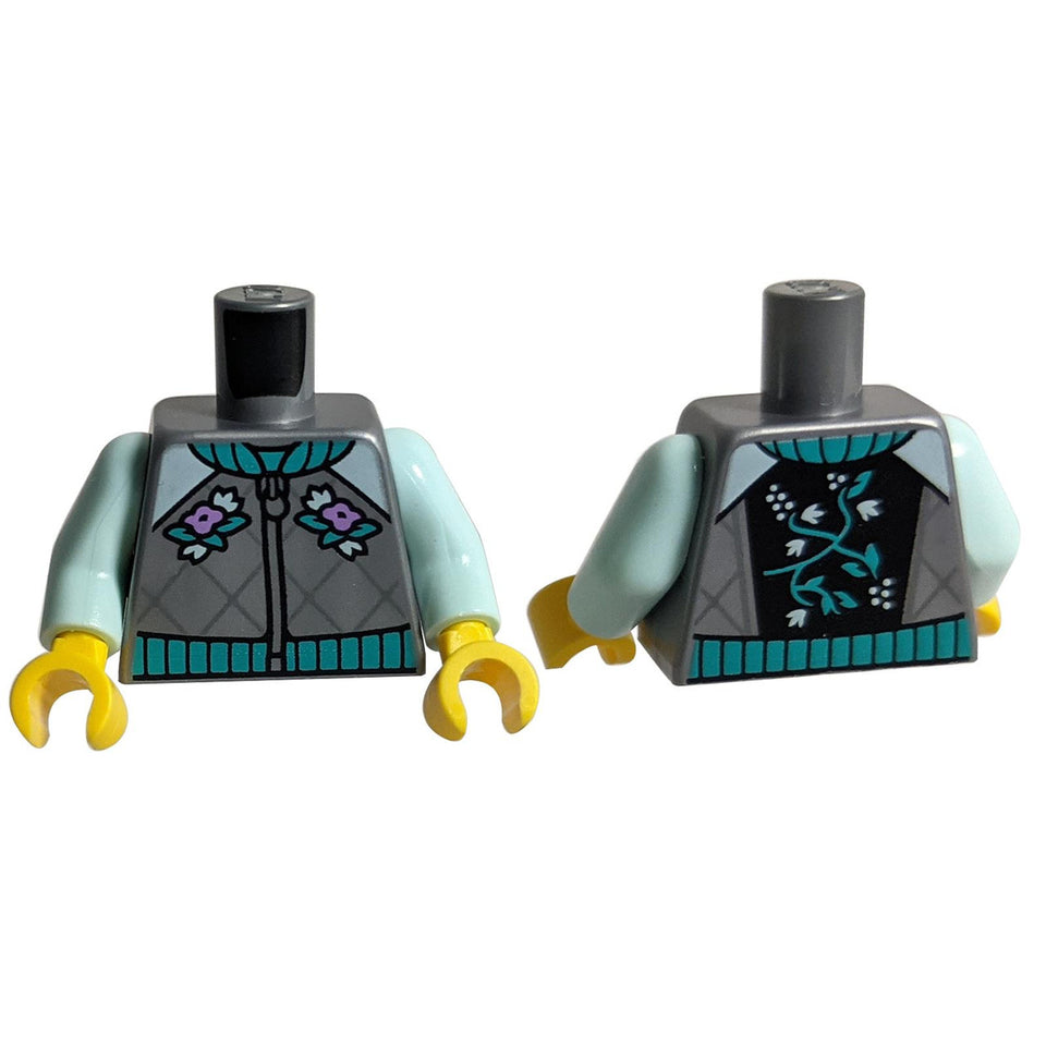 Front and back of grey LEGO Torso Jacket with Zipper 973pb4584c01.