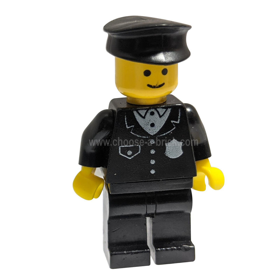 Policía - Traje con 4 botones, Negro Piernas, Negro Sombrero