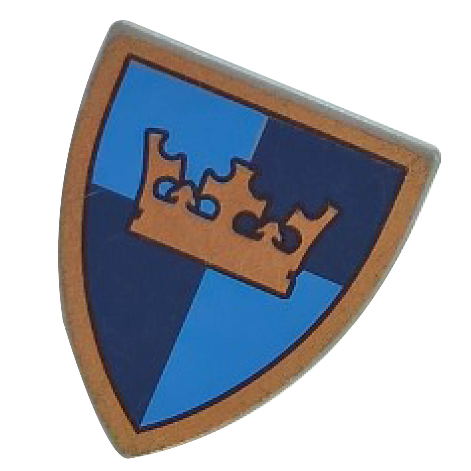 LEGO® triangular shield 3846pb024 with gold crown on blue quarters