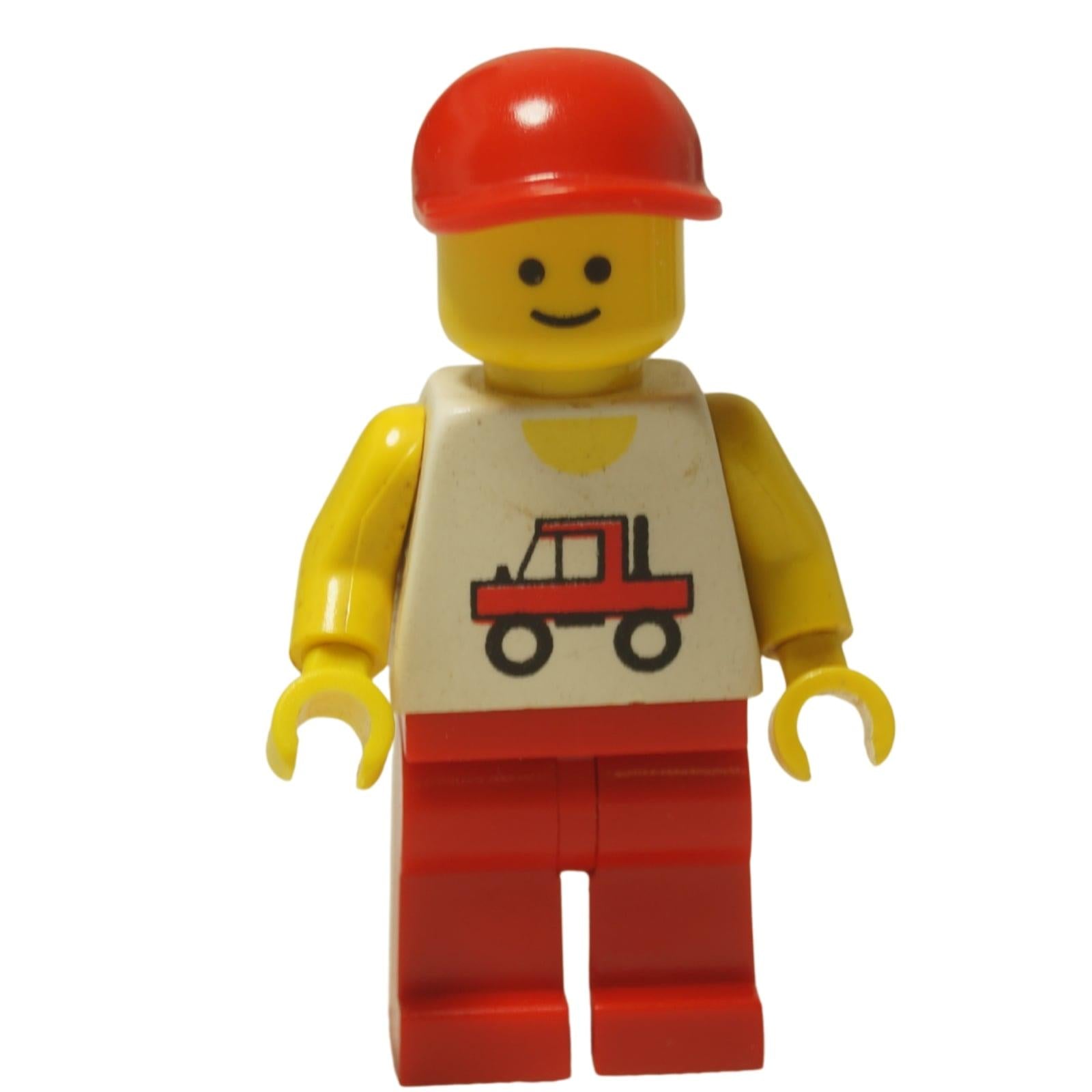LEGO Classic Town Trucker minifigure trc001 with red truck torso print and red cap.