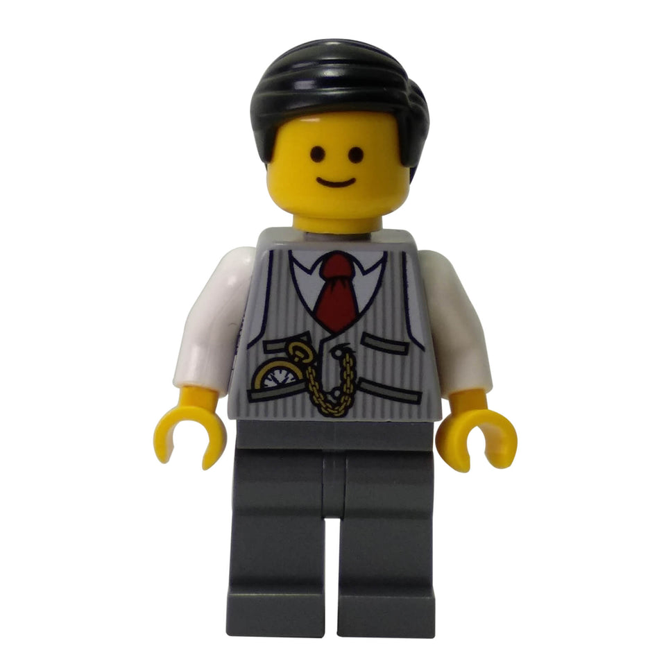 LEGO Brick Bank minifigure twn251 pinstripe vest red tie