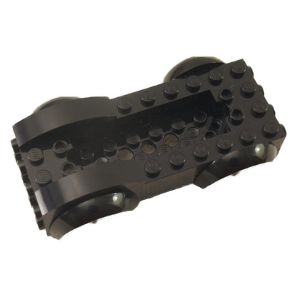 Black LEGO Vehicle Base 18923c01 with wheel arches.