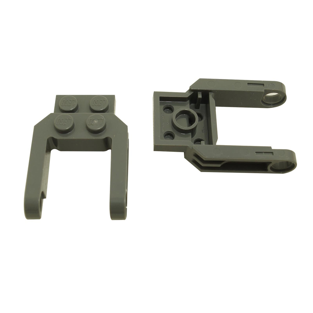 LEGO® dark bluish gray vehicle base 2 x 2 x 2/3 wheel fork with two arms and pin holes