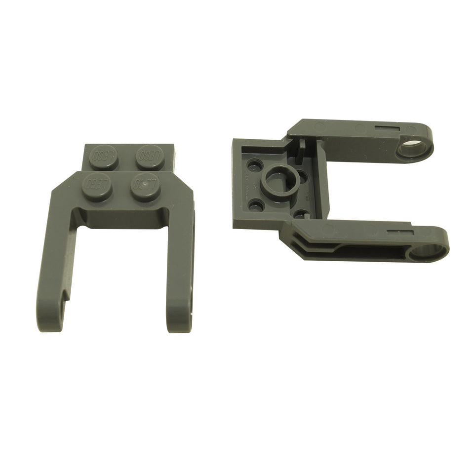 LEGO® dark bluish gray vehicle base 2 x 2 x 2/3 wheel fork with two arms and pin holes
