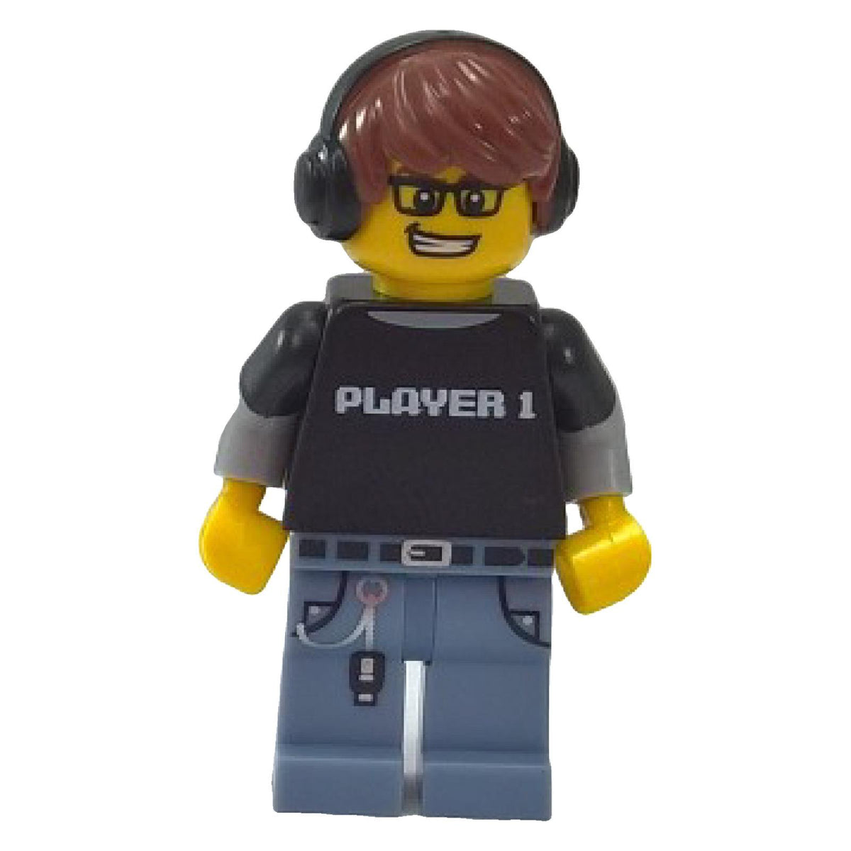LEGO® Video Game Guy Series 12 col182 minifigure with headphones, glasses and PLAYER 1 shirt
