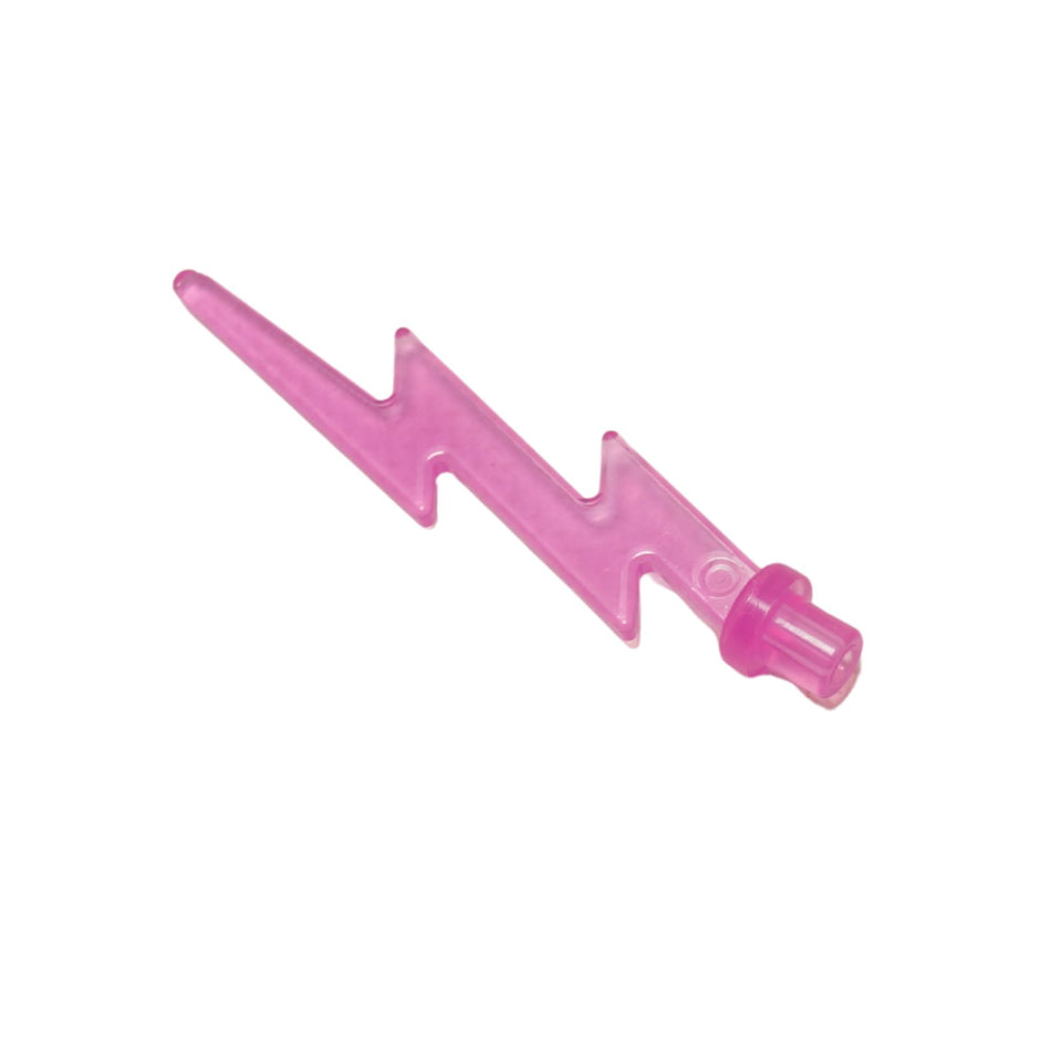 LEGO® angular wave lightning bolt element with sharp zigzag shape, used for energy effects and action builds, trans-dark pink color
