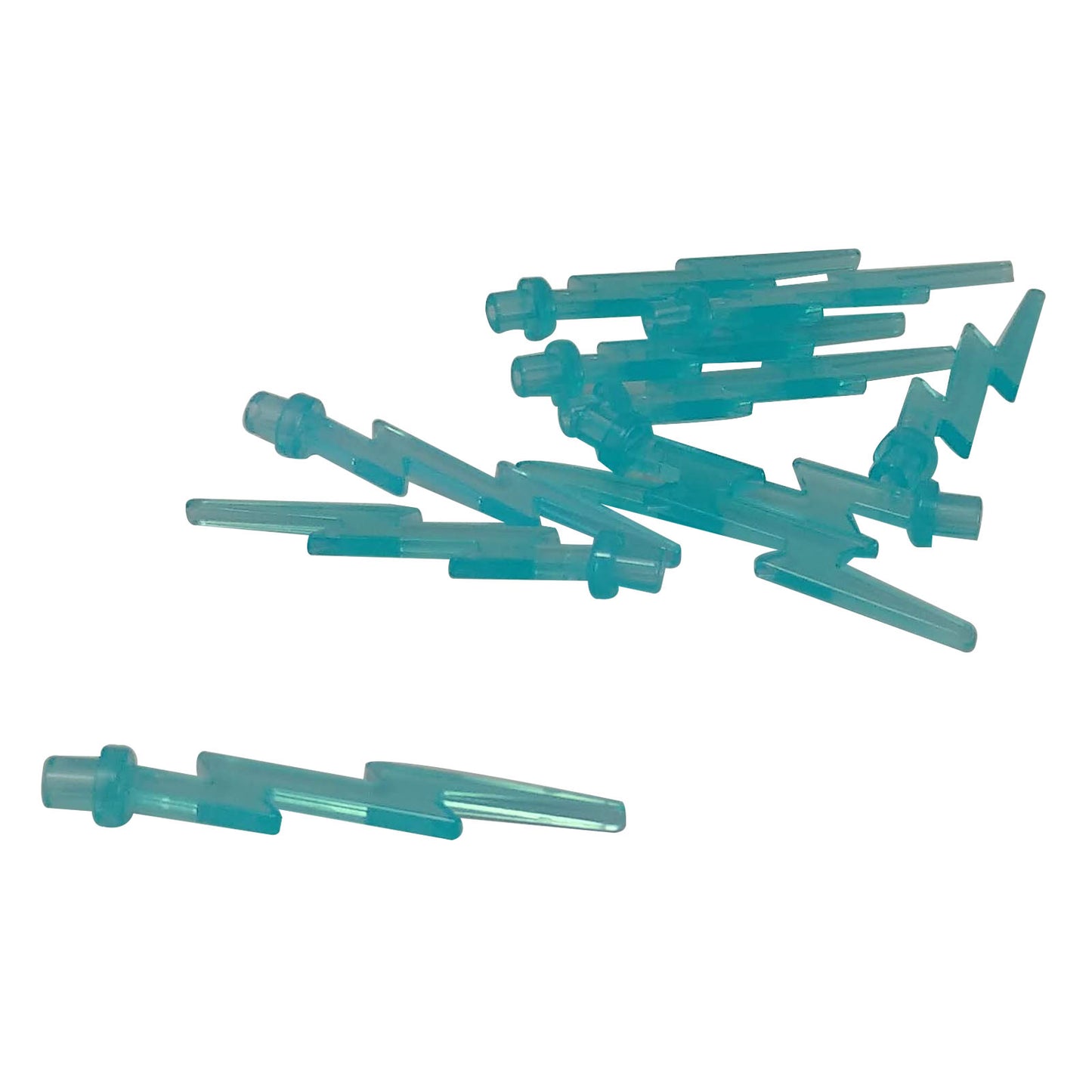 LEGO® angular wave lightning bolt element with sharp zigzag shape, used for energy effects and action builds, trans-light blue color
