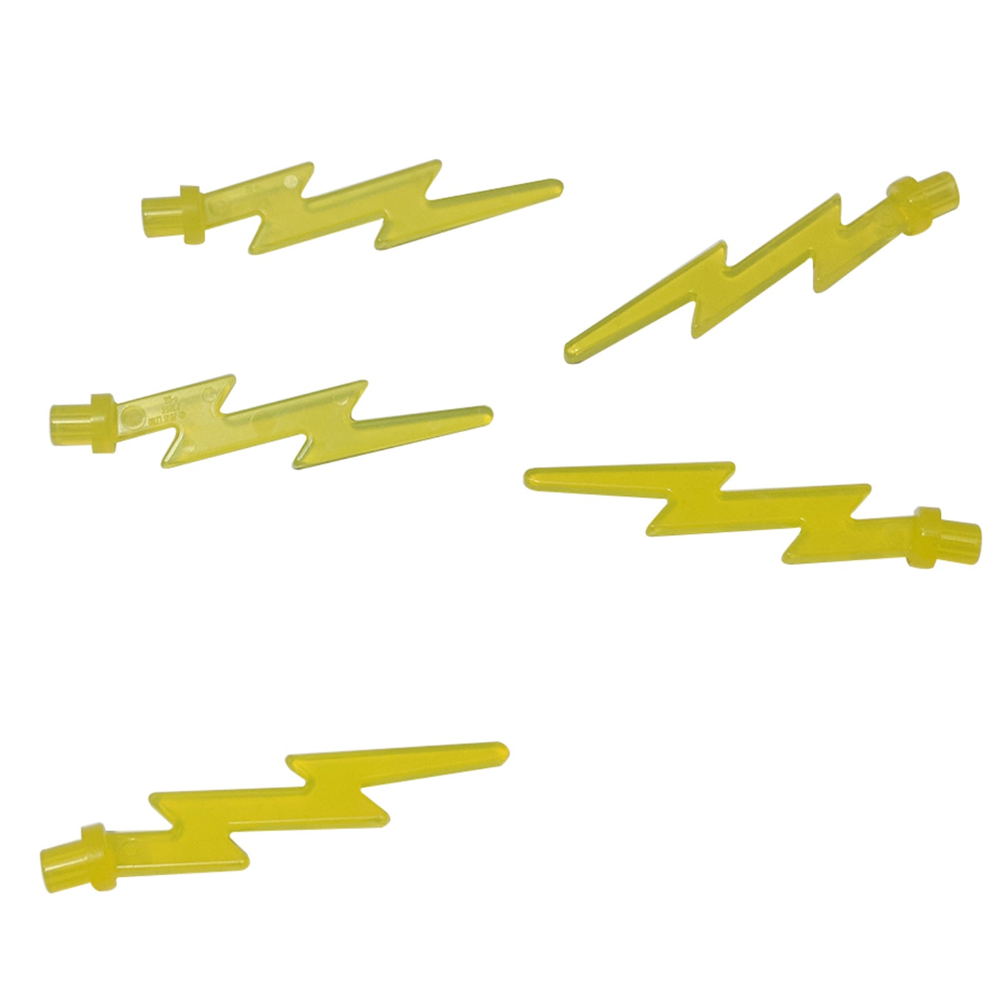 LEGO® angular wave lightning bolt element with sharp zigzag shape, used for energy effects and action builds, trans-yellow color

