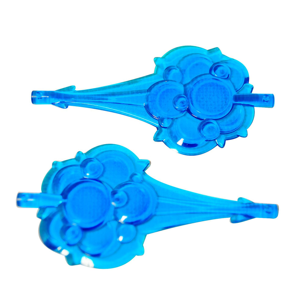 LEGO® wave-shaped rounded tapered bar ends energy effect piece, translucent blue effect element for action scenes
