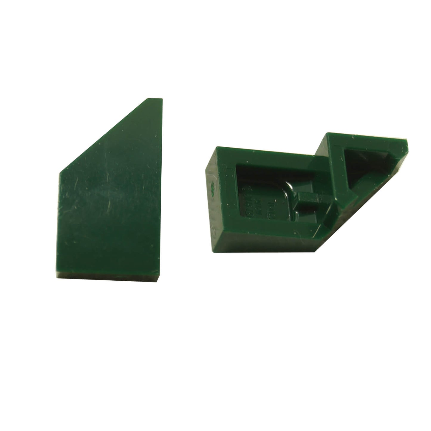 LEGO® Wedge 2 x 1 x 2/3 Sinistra (Parte 29120) in verde scuro, comunemente usato per costruzioni angolari e dettagli lisci
