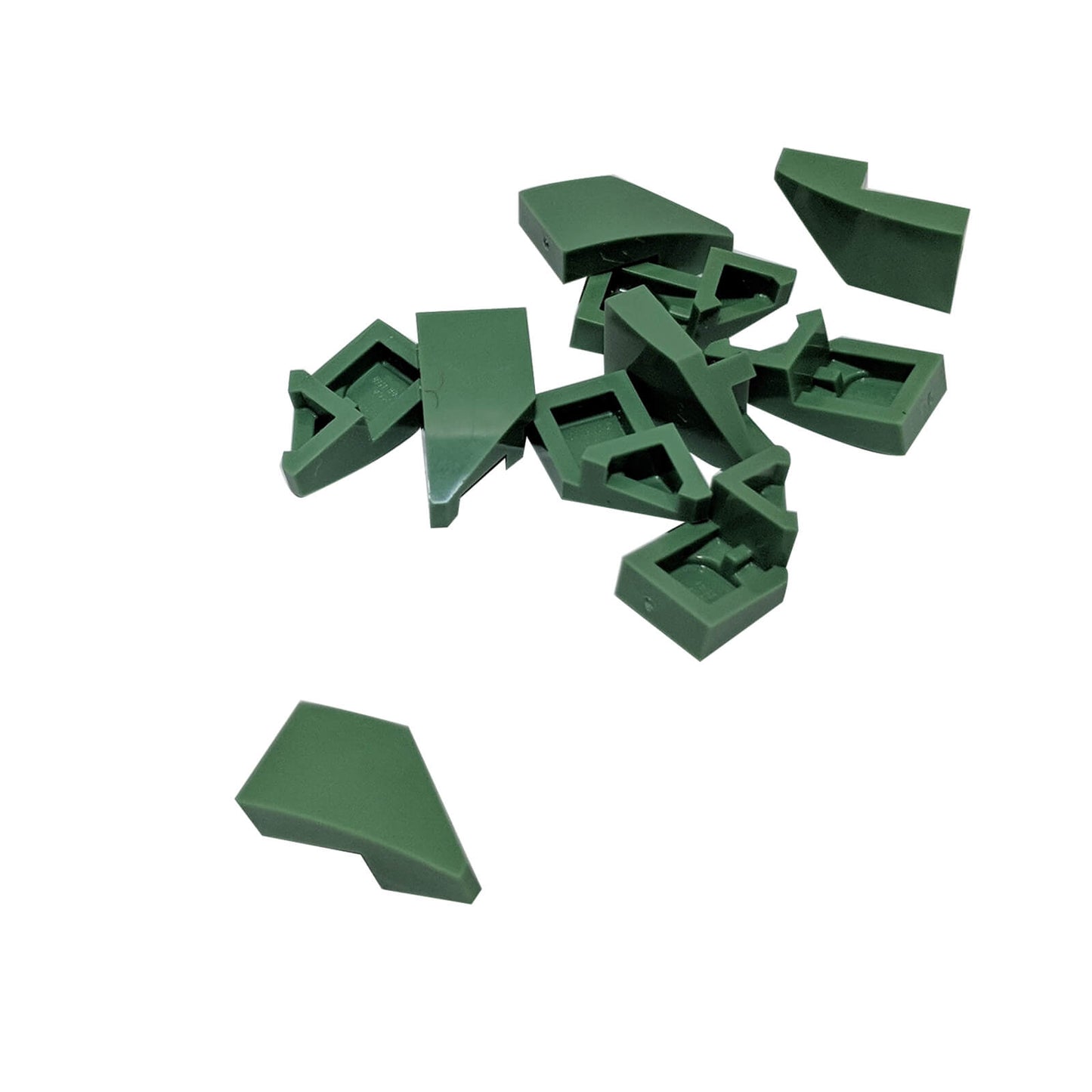 LEGO® Wedge 2 x 1 x 2/3 Sinistra (Parte 29120) in verde sabbia, comunemente usato per costruzioni angolari e dettagli lisci
