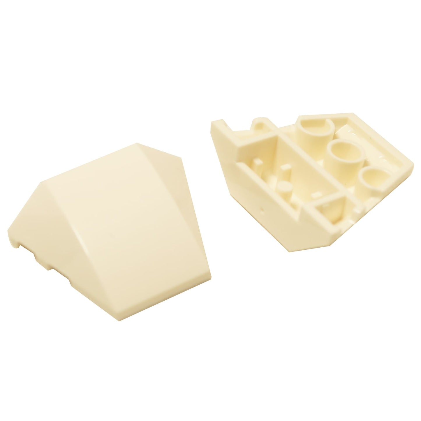 LEGO® wiggelplaat 4 x 3 met een gladde studless oppervlakte, schuine vorm voor schone voertuigpanelen en moderne bouwsels, witte kleur
