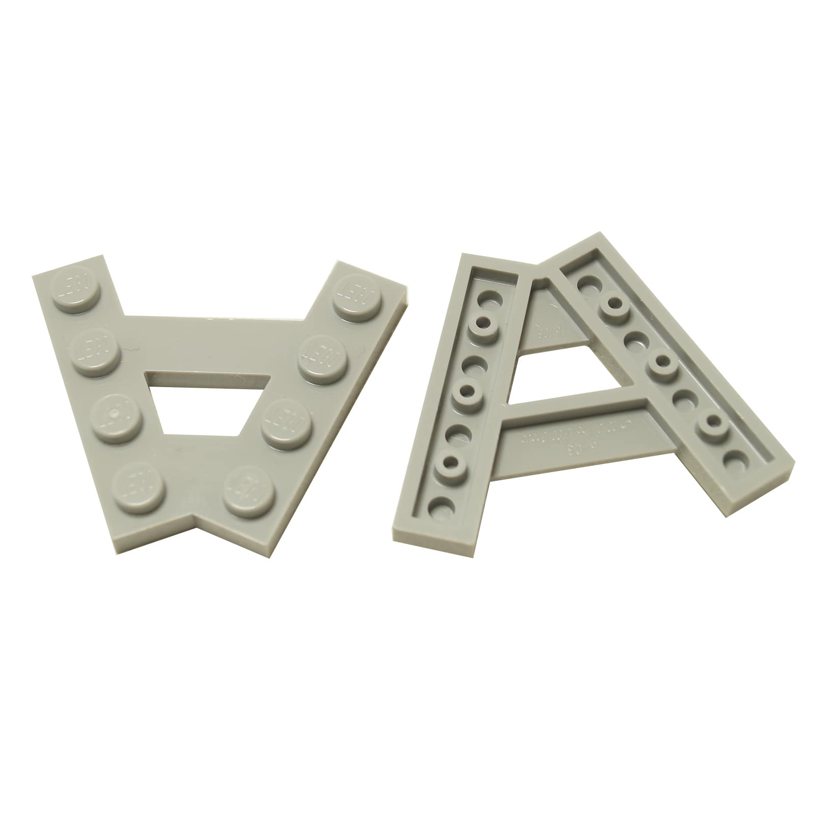 LEGO® Wedge Plate A-shape with 2 rows of 4 studs (15706) in light bluish gray, featuring an angled triangular form.

