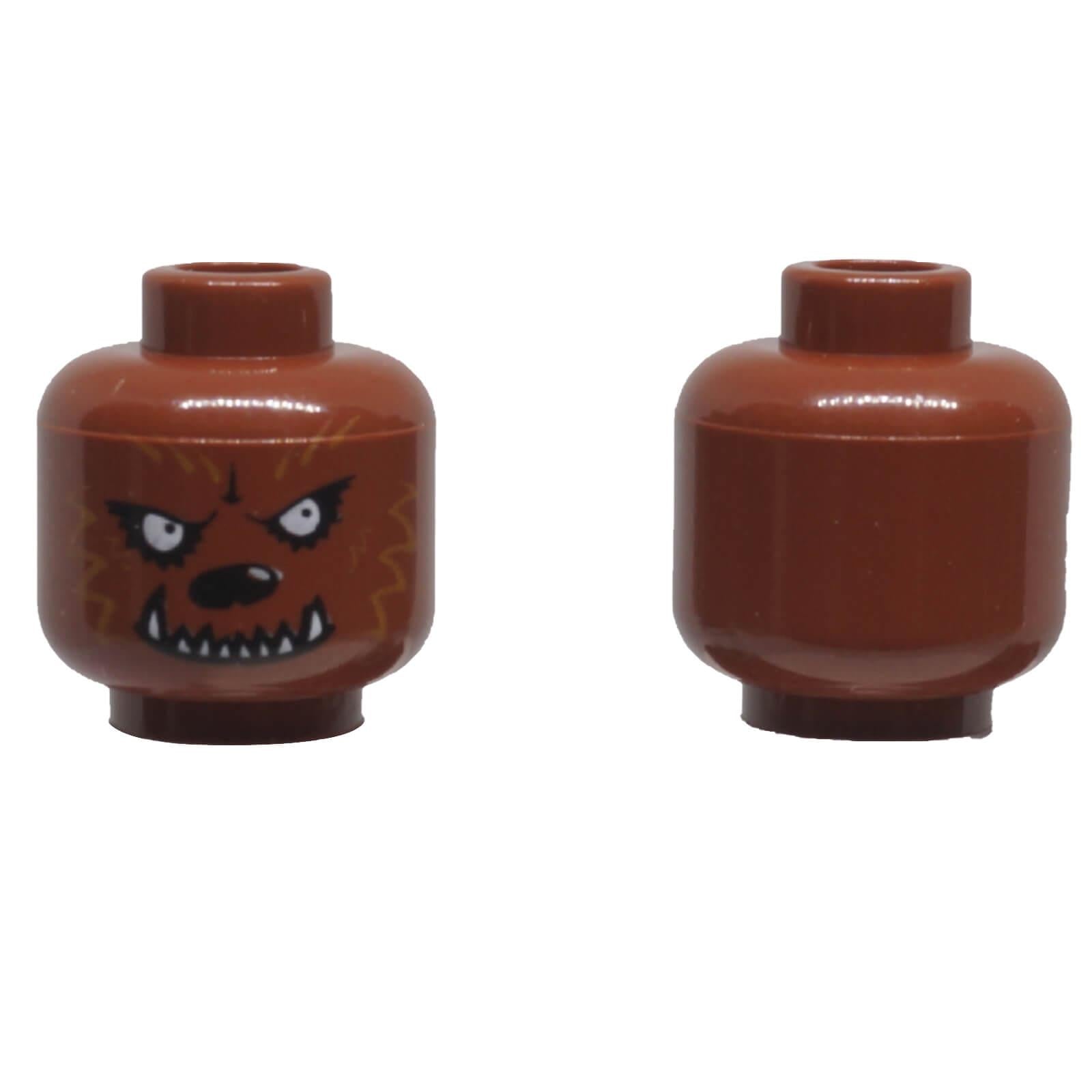 LEGO® Werewolf Minifigure Head 3626pb0390 with printed fur, black eye patches and jagged fangs