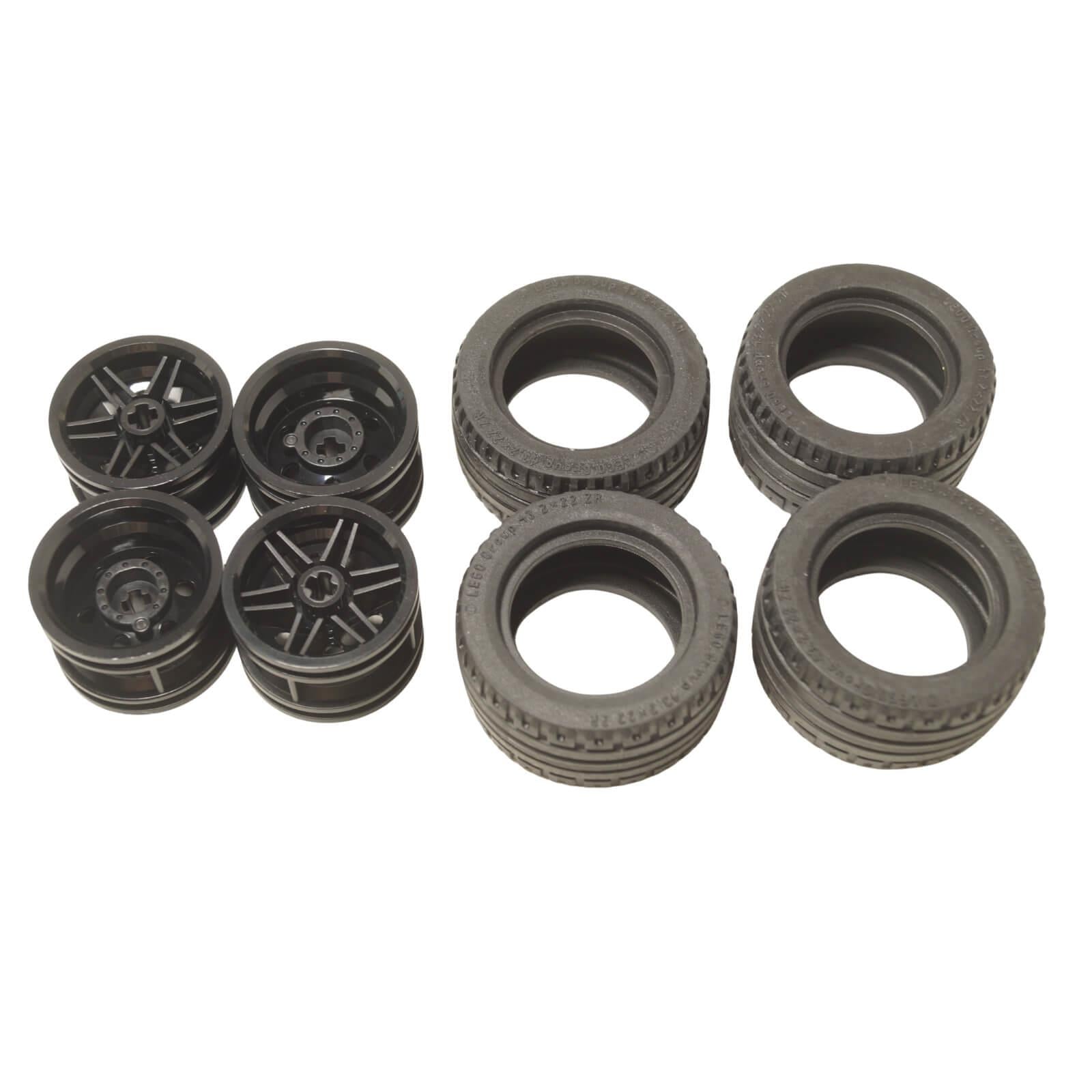 LEGO wheels and tires set with 56145 rims and 44309 ZR tires