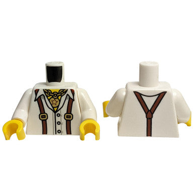 LEGO white jacket torso with reddish brown waistcoat pattern 973pb5225c01