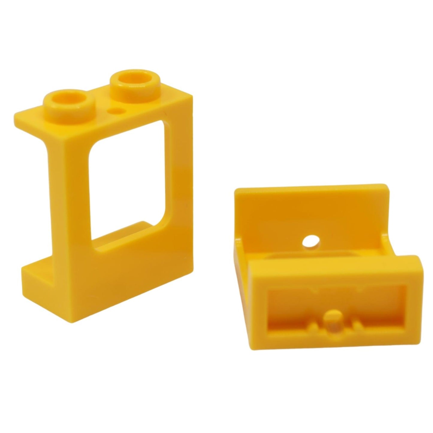 LEGO® Fenster 1 x 2 x 2 Platte mit einem Loch oben und unten für Glas (Teil 60032) in gelb, verwendet zum Bau von Fenstern und architektonischen Details
