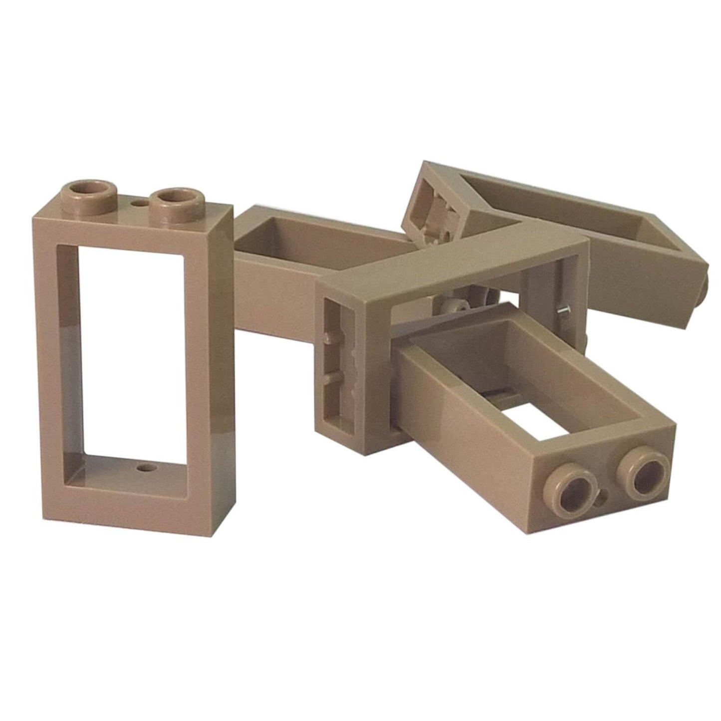 LEGO window 1x2x3 flat front part 60593 building element, dark tan