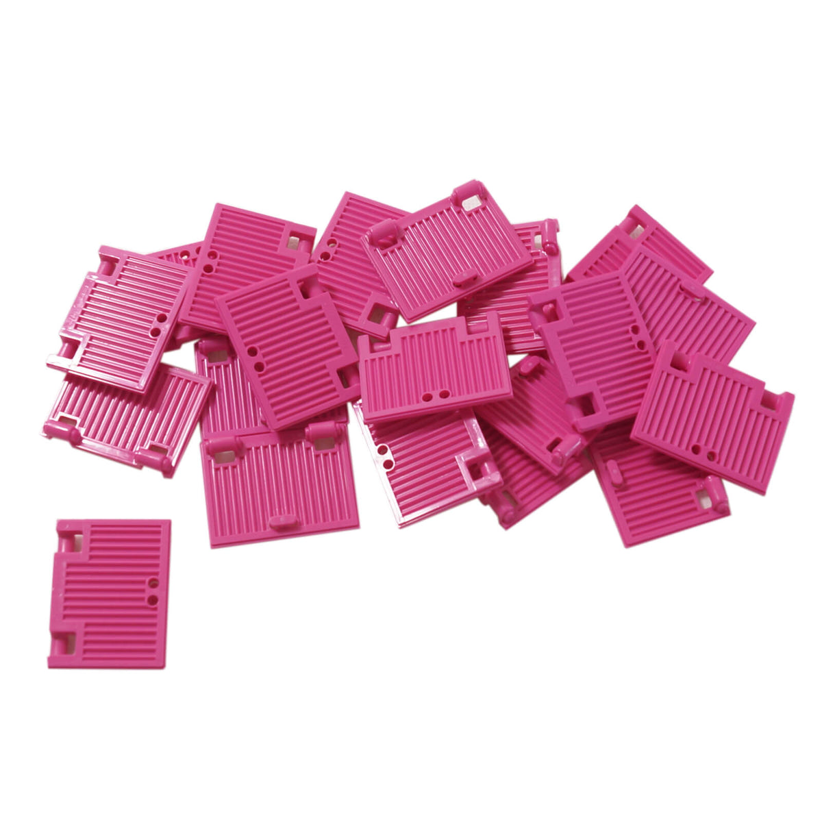 LEGO® Window Shutter 1 x 2 x 3 with Hinges in magenta, featuring a slatted panel and integrated hinge connectors dark pink