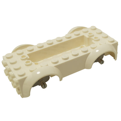 Vehicle, Base 5 x 10 x 2 1/2 with Mudguards and 6 x 2 Recessed Center with 3 Holes with Light Bluish Gray Wheels Holders Attached